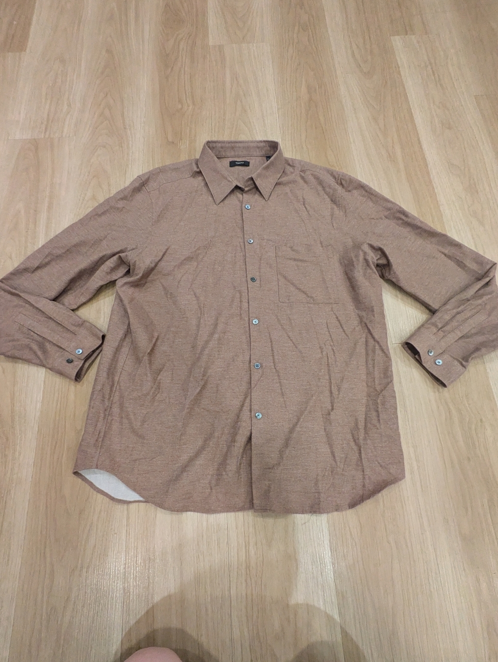 Theory Brown Button Up Long Sleeve Shirt Size XxL